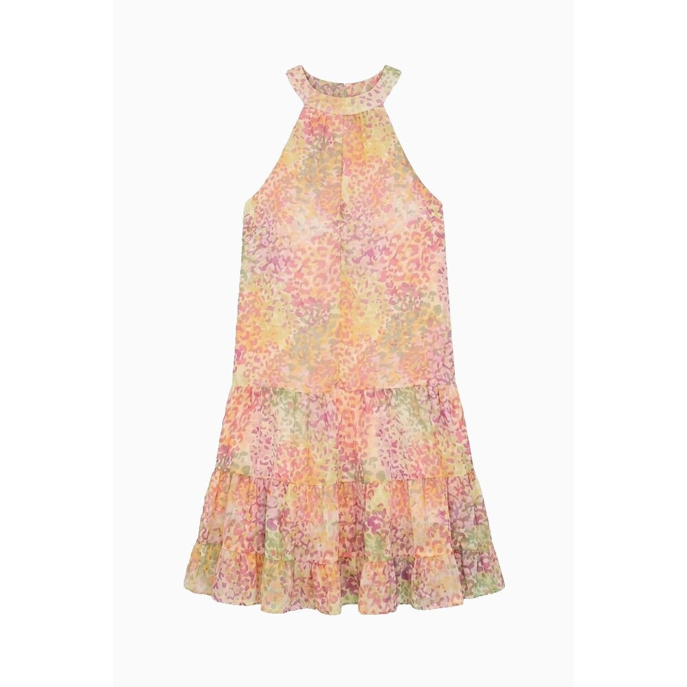 BCBGeneration Floral Tiered Halter Dress Sz 2 Wedding Guest Party Graduation